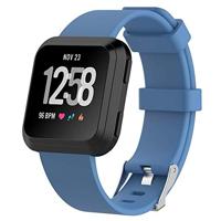 By Qubix - Compatible met Fitbit Versa 1/2 & Lite rubberen sport bandje - Blauw - Compatible fitbit bandje