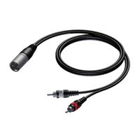 Procab CAB703/3 Verloopkabel 1x XLR male naar 2x RCA 3m
