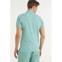 Blend slim fit polo met all over print aquifer