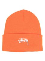 Stüssy bonnet en maille à logo brodé - Orange - thumbnail