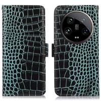 Xiaomi 14 Ultra Crocodile Series Wallet Leren Hoesje met RFID - Groen - thumbnail