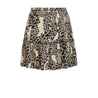 VILA mini rok VILISE met all over print en ruches beige/zwart