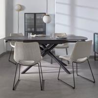 Kave Home Uitschuifbare Eettafel Yodalia Zwart keramiek met marmerlook, 130-190 x 100cm - Ovaal