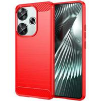 Xiaomi Redmi Turbo 3/Poco F6 Geborsteld TPU Hoesje - Koolstofvezel - Rood