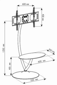 Techly ICA-TR13 70 Fixed flat panel floor stand Zwart, Zilver flat panel vloer standaard