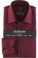 OLYMP Level Five 24/Seven Body Fit Jersey shirt bordeaux, Effen - thumbnail