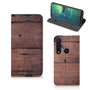 Motorola G8 Plus Book Wallet Case Old Wood