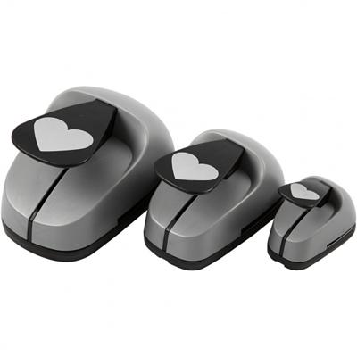 Creotime figuurponsen 25/49/75 mm hartje 3 stuks grijs