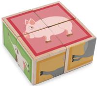 Scratch blokkenpuzzel Boerderijdieren junior 9 cm hout 4 delig