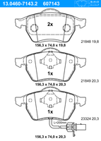 Remblokkenset, schijfrem ATE, u.a. für VW, Ford, Seat