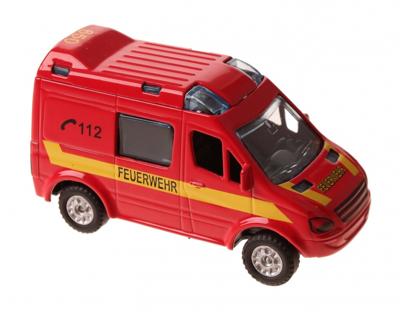 2 Play Duitse brandweerwagen diecast pull back 8 cm rood