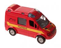 2 Play Duitse brandweerwagen diecast pull back 8 cm rood