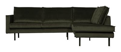 BePureHome Hoekbank 'Rodeo' Rechts, Velvet, kleur Dark Green