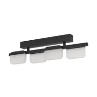 EGLO LED-Plafondlamp Ervidel, 4-lichts ledlamp dimbaar, woonkamerlamp van zwart metaal en kunststof met satijnen afwerking, heldere lamp plafond voor slaapkamer en hal, warm wit