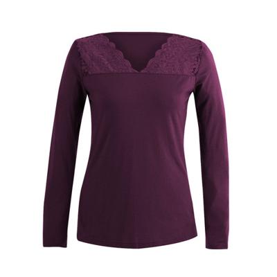 Shirt met kant, pruim 36