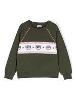 Chiara Ferragni Kids sweat en coton à imprimé Eyelike - Vert