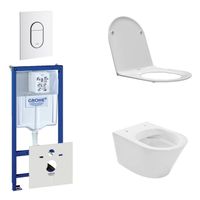 Praya Vesta Toiletset - spoelrandloos - inbouwreservoir - softclose - quickrelease - bedieningsplaat verticaal - wit 0729205/0729242/sw95748/sw96079/