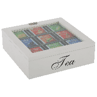 Thee doos Italia wit 9 vaks met zwarte letters 22.5 x 22.5 x 7.2 cm