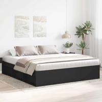VidaXL Bedframe Zwart 200x200 cm, Boxspring, Bedbodem, Slaapkamermeubel, Stapelbed, Twijfelaar, Hoogslaper, 2 Persoonsbed