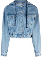 MOSCHINO JEANS veste crop en jean à capuche - Bleu