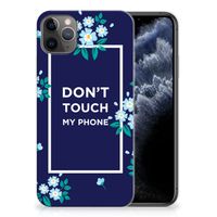 Apple iPhone 11 Pro Max Silicone-hoesje Flowers Blue DTMP - thumbnail