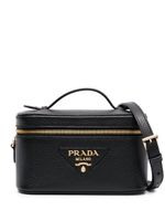 Prada sac à bandoulière en cuir à plaque logo - Noir - thumbnail