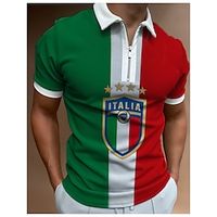 Voor heren POLO Shirt Golfshirt Kleurenblok Ster Brief Strijkijzer Wit Leger Groen Rood Groen 3D-afdrukken Casual Dagelijks Korte mouw Vetoketju Afdrukken Kleding Sport Modieus Casual Comfortabel Lightinthebox - thumbnail