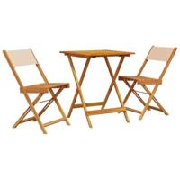vidaXL 3-delige Bistroset stof en massief hout beige, loungeset, loungeset tuin, loungeset buiten, tuinset, terrasset, tuinset lounge, tuin loungeset