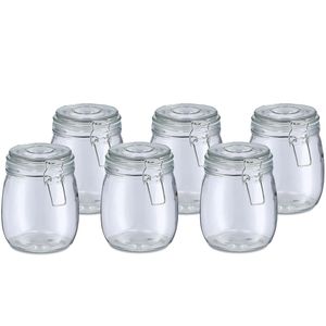 Weckpot/inmaakpot Alfie - 6x - 750 ml - glas - beugelsluiting - D11 x H14 cm