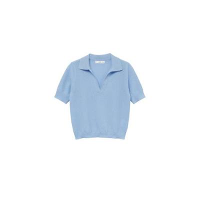 Mango fijngebreide polo lichtblauw