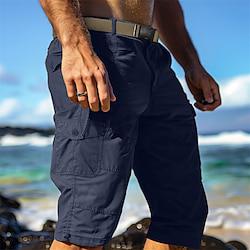 Voor heren Cargoshorts Korte broek Casual korte broek Wandelshorts Zak met rits Been trekkoord Effen Comfort Ademend Kuitlengte Buiten Dagelijks Uitgaan Modieus Streetwear Marineblauw Groen Lightinthebox