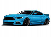 Muursticker - Ford Mustang / Blauw - thumbnail