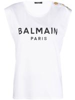 Balmain débardeur boutonné à logo imprimé - Blanc - thumbnail