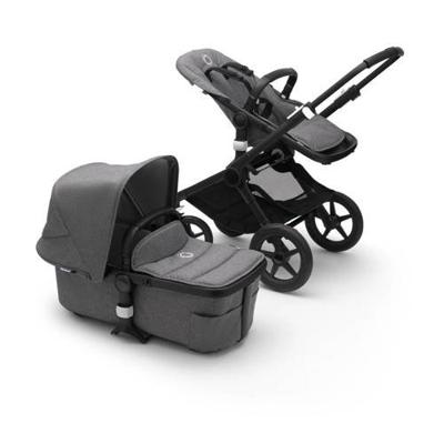 Bugaboo Fox 2 kinderwagen/stoel/reiswieg, zwart frame/gemȇleerd grijze stof/gemȇleerd grijze zonnekap Bugaboo Fox 2 kinderwagen/stoel/reiswieg, zwart frame/gemȇleerd grijze stof/gemȇleerd grijze zonnekap