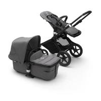 Bugaboo Fox 2 kinderwagen/stoel/reiswieg, zwart frame/gemȇleerd grijze stof/gemȇleerd grijze zonnekap