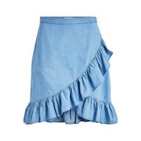 VILA rok VIFANZI met ruches blauw