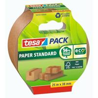 tesa Pack Paper Standard, Milieuvriendelijke Papieren Verpakkingstape, 56% Biologische Materialen, Efficiënt en Recyclebaar, Bruin, 25 m x 38 mm