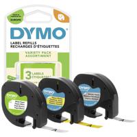 DYMO 91241 Labeltape Set van 3 stuks Tapekleur: Hyper-geel, Zilver, Wit Tekstkleur: Zwart 12 mm 4 m - thumbnail