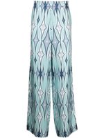 AMIRI pantalon en soie à losanges - Bleu