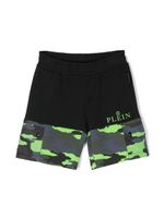 Philipp Plein Junior short Plein à imprimé camouflage - Noir