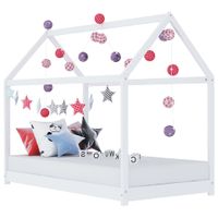 Kinderbedframe massief grenenhout wit 70x140 cm