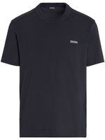 Zegna t-shirt en coton à logo brodé - Bleu