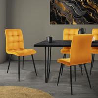 ML-Design eetkamerstoelen set van 4, donkergroen, keukenstoel met fluwelen bekleding, woonkamerstoel met rugleuning, gestoffeerde stoel met metalen poten, ergonomische stoel voor eettafel