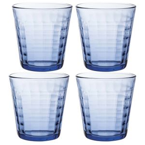 4x Drinkglazen/waterglazen blauw 275 ml Prisme