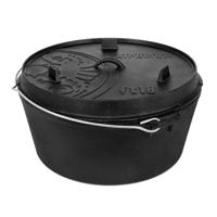 Petromax FT18 Dutch Oven met vlakke bodem voor alle warmtebronnen, gasgrill, oven, gasfornuis en open vuur, direct klaar voor gebruik zonder inbranden, kookpan met deksel, 16,1 liter