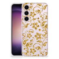 Samsung Galaxy S24 TPU Case Gouden Bloemen - thumbnail