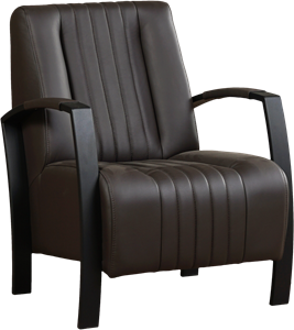 Donkerbruine leren industriële stalen fauteuil Glamour - Hermes Leer Caffe (donkerbruin leer)