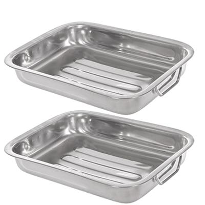 CM Braadslede/ovenschaal RVS - 2x - rechthoekig - 31 x 23 x 5 cm - braadblik - oven CM Braadslede/ovenschaal RVS - 2x - rechthoekig - 31 x 23 x 5 cm - braadblik - oven