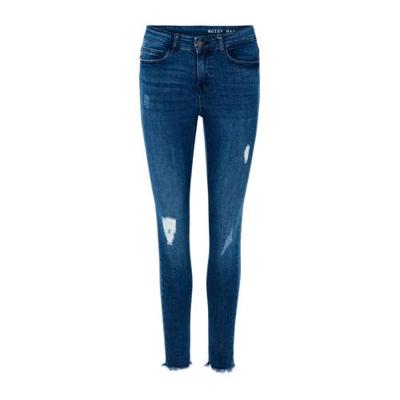 NOISY MAY skinny jeans met slijtage blauw