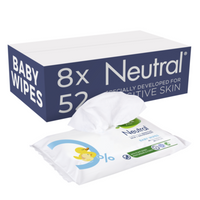 Neutral 0% Baby Wipes Parfumvrij 8 x 52 stuks bij Jumbo